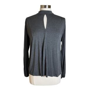 Amour Vert Gray Keyhole Front Long Sleeve Jersey Top Women’s Medium Minimalist